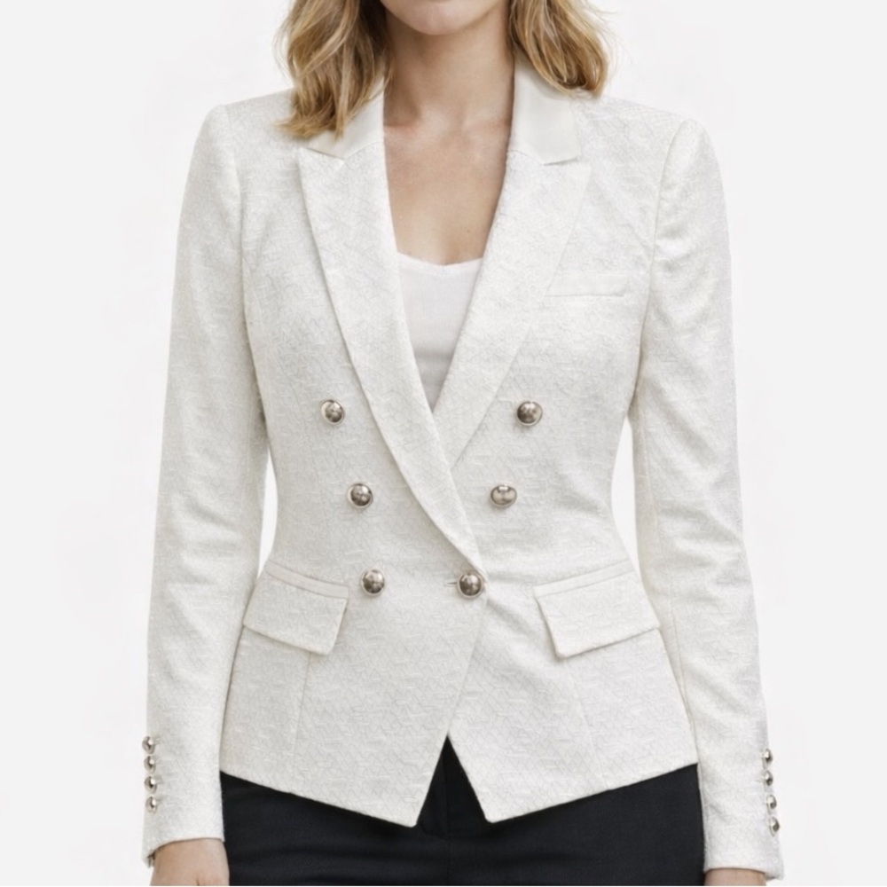 WHBM Double-Breasted Ivory Women's Blazer Jacket